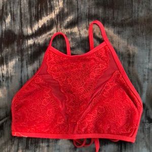 Red halter bikini top
